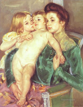 Mary Cassatt Painting - The Caress mothers children Mary Cassatt